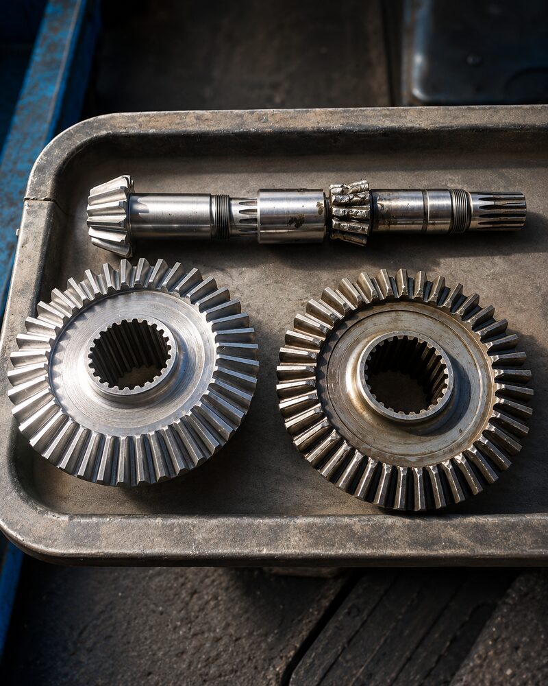 Bevel gear pair with matching pinion shaft