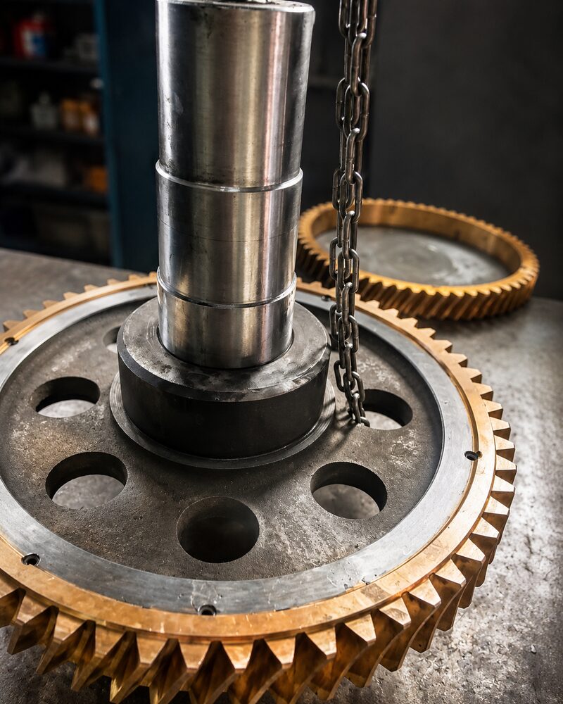Large bronze crown gear with hub